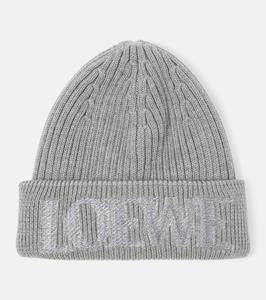 Шерстяная шапка с логотипом Loewe, серый
