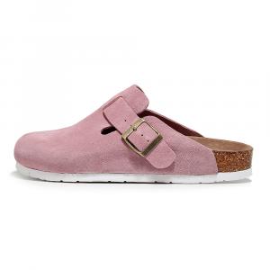 Golofi Унисекс тапочки с закрытым носком розовые 156 из толстой натуральной кожи, цвет Pink 156 Top Grain Thick Leather