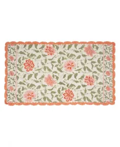 Хлопковый коврик-дорожка с кружевной каймой, 66 см x 114 см Laura Ashley, Pale Poppy