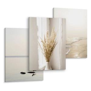 Картины на холсте Muralo Set Strand Meer Pflanzen цвет beige/grau/weiß