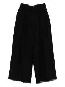 Плиссированные брюки с бахромой Uma Wang, черный