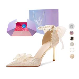 NTOZE Золотые туфли-лодочки на шпильке для женщин в подарочной упаковке с мерцающим декором, цвет Gold[Starry Box](Gift Included)