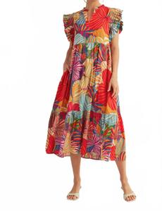Женское платье-футляр с тропическим принтом и рукавами-крылышками, цвет: разноцветный Jodifl, Multi