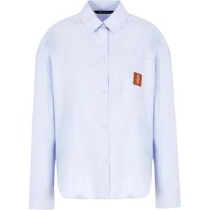 Рубашка с логотипом на кармане и пуговицами ARMANI EXCHANGE, синий