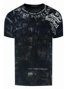 Выцветшая черная футболка с принтами Rusty Neal