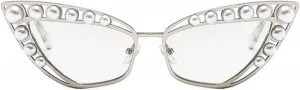 Женские солнцезащитные очки Melrose Cat Eye с жемчужными стразами, модные, с бриллиантовым блеском, модель 8071, Silver