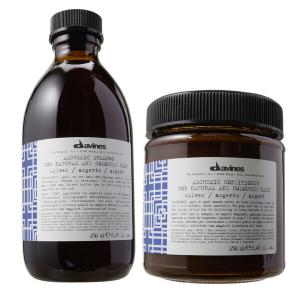 Набор для светлых и седых волос: шампунь, 280 мл + оттеночный кондиционер, 250 мл Davines Alchemic silver