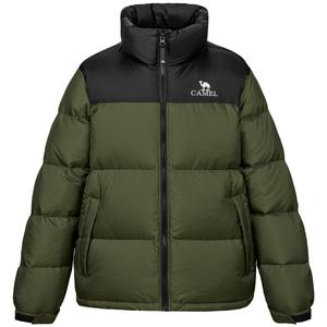 CAMEL Утепленная ветрозащитная пуховая куртка унисекс с цветными блоками, Dark Olive Green/Phantom Black