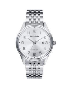Грандиозные мужские часы 3 стальные стрелки Viceroy, серебро