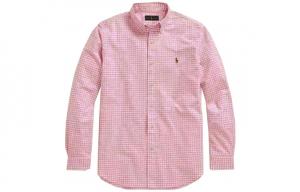 Классическая оксфордская рубашка с длинным рукавом в стиле спорт гингем Polo Ralph Lauren, розовый