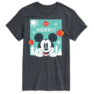 Мужская футболка с рисунком Микки Мауса Disney's Get Merry, серый