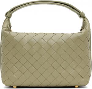 Зелёная мини-сумка Wallace Bottega Veneta, Travertine/Gold