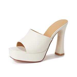 Женские тапочки-слайды на резиновой подошве Zubumei, Ecru