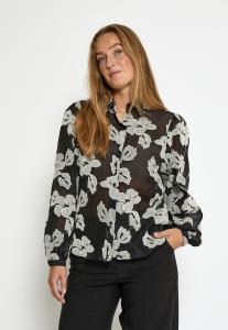 Блуза PEPPERCORN Button-down blouse, Black Jacquard/Black