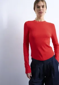 Топ с закругленным низом и длинными рукавами bea Topshop, Fiery Red