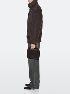 Маленькая плетеная сумка из спилковой кожи Massimo Dutti, brown