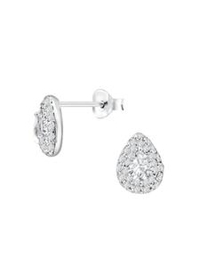 Alexander York Серьги-гвоздики с подвесками из циркония, покрытые родием, серебро 925 пробы, комплект из 2 штук