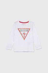 Детская хлопковая рубашка с длинным рукавом Guess, белый