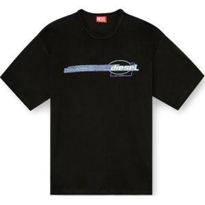 Футболка с логотипом из флока DIESEL, черный