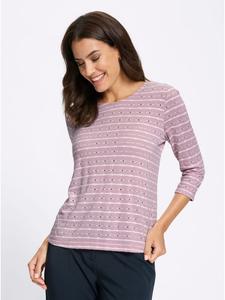 Рубашка с рукавами 3/4 в экрю-лиловом узоре WITT WEIDEN