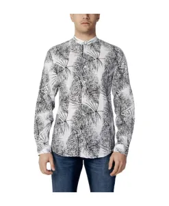 Черная рубашка с принтованным воротником-стойкой Antony Morato, мультиколор