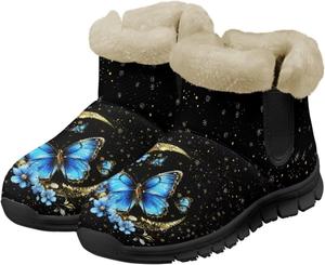 Twousenru Синие женские зимние ботинки с мехом, укороченные ботильоны для пеших прогулок, противоскользящие теплые повседневные ботинки