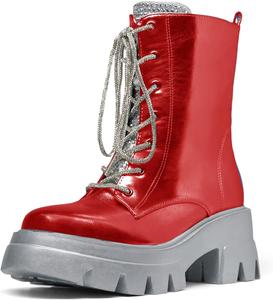 Driceic Женские боевые ботинки на платформе с зебровым принтом, регулируемые с шнуровкой и внутренней молнией, модные вечерние ботинки