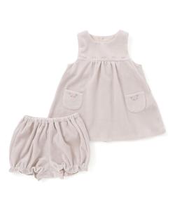 Бархатное платье с вышивкой роз и трусиками для девочек (70-90 см)