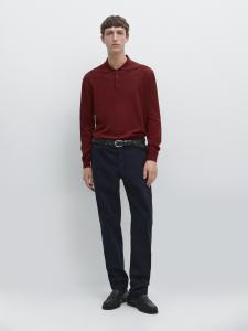 Зауженные брюки с микротекстурой Massimo Dutti, navy blue