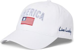 Бейсболка Black Clover American Crew 1 Adjustable Hat, цвет White Hat/3d Stitch Lettering/American Flag Woven Patch