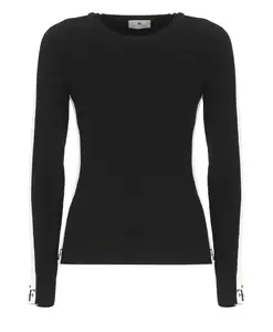 Вискозный свитер с блестящими лентами Elisabetta Franchi, черный