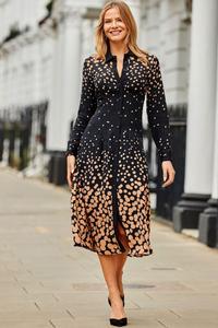 Платье рубашка с геометрическим принтом Sosandar, черный