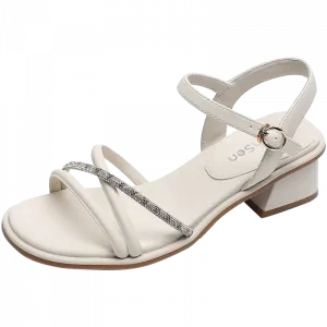 Mulinsen Сандалии на ремешках 4 см женские бежевые, цвет Beige