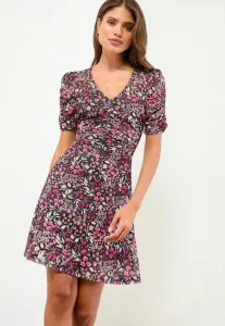 Платье повседневное, прямого кроя, с v-образным вырезом и сборками. Lipsy, Pink Floral Print