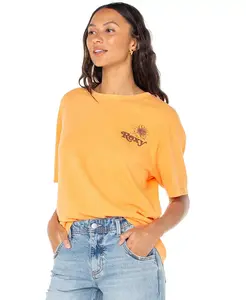 Юношеская хлопковая оверсайз футболка Vamos с принтом Roxy, оранжевый