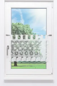 Штора для кафе, кружево Плауэн - цветок (Ш x В) 80 см * 45 см, белая