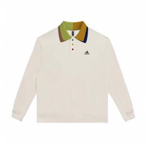 Adidas Свитшот LABEL Unisex белый с воротником-поло умеренный