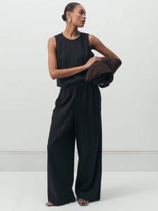 Широкие брюки Petunia из льняной смеси HUSH, Dark Brown