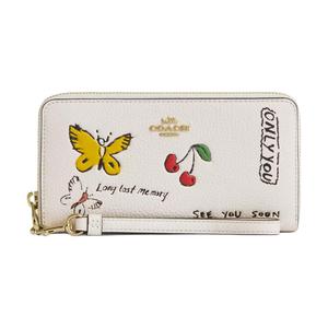 COACH Кожаный кошелек на молнии малый женский белый, White
