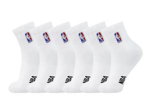 Носки унисекс до середины икры NBA, 6 двойных (2 белых + 2 черных + 2 серых)