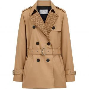 COACH Короткое тренч пальто с лацканами, Khaki