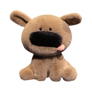 Плюшевая игрушка собаки с высунутым языком и большим носом высотой 24см/29см MLING, коричневый