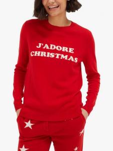 Вязаный свитер J'adore с рождественским принтом из шерстяной смеси Chinti & Parker, High Risk Red/Cream