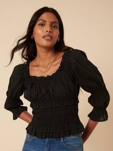 Топ из хлопка с присборенной талией Nobody's Child, Black