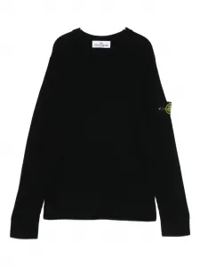 Шерстяной свитер Stone Island Junior, черный