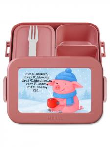 Mr. & Mrs. Panda Дизайн бенто-бокса в виде поросенка с глинтвейном и надписью пастельно-красного цвета