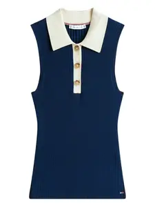 Рубчатая рубашка-поло без рукавов Tommy Hilfiger, синий