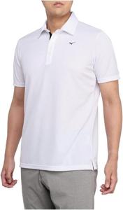 Мужская рубашка Mizuno E2MAA017 Dry Aeroflow с коротким рукавом и воротником-стойкой, впитывающая пот, быстросохнущая, экологичная, с коротким рукавом, белый