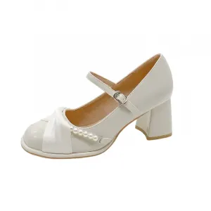 Туфли Мэри Джейн на массивном каблуке для женщин WOXXXN, Ecru