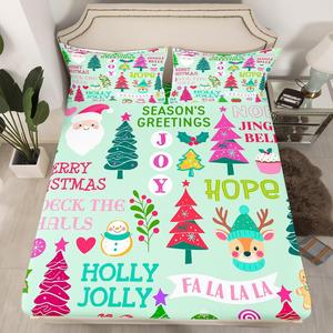 Erosebridal Комплект постельного белья с новогодним принтом Санта Клаус и оленями для детей, Multi 01